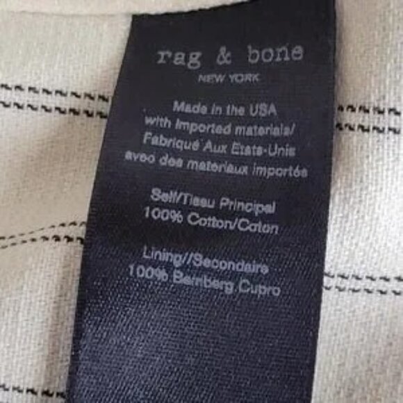 rag & bone Millie Striped Blazer Jacket Ivory Black Size 6 Office Size 6 - Picture 14 of 14